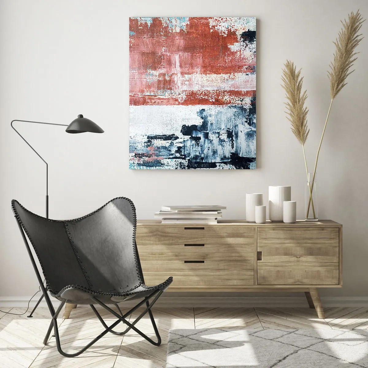 Billede på glas - Abstrakt halvt og halvt - 50x70 cm
