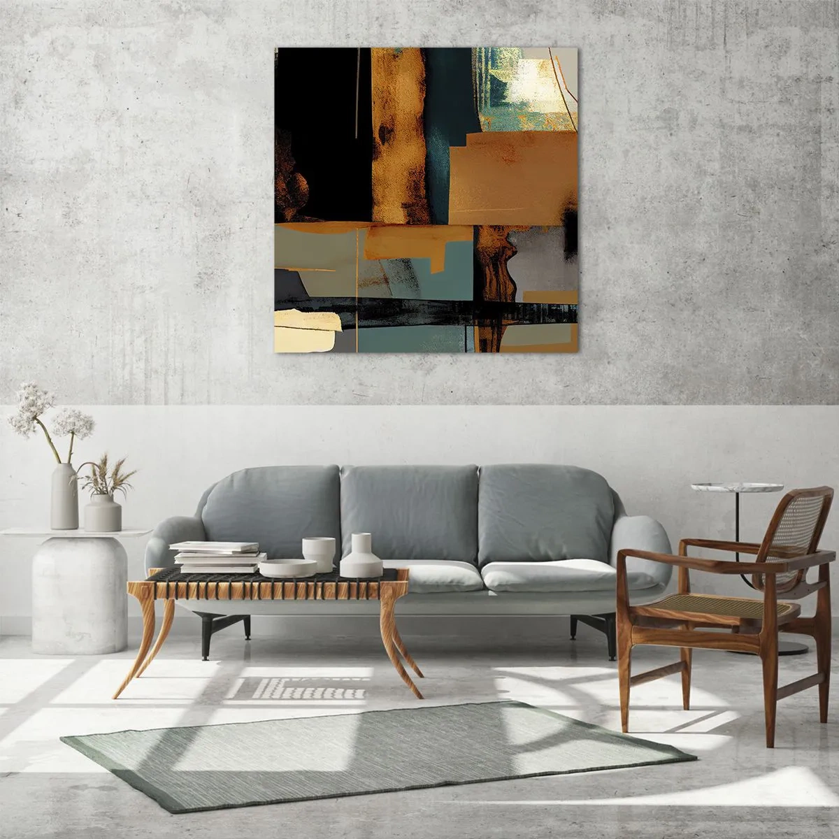 Billede på glas - Abstraktion - lys og skygge - 70x70 cm