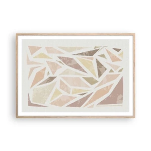Plakat i ramme af lyst egetræ - Komposition af farvet glas - 100x70 cm