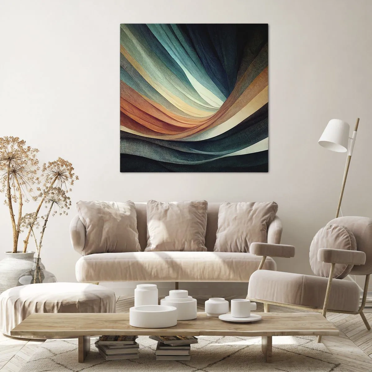 Lærredstryk - Billede på lærred - Vævet af farver - 60x60 cm