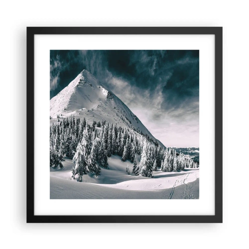 Plakat i sort ramme - Land med sne og is - 40x40 cm