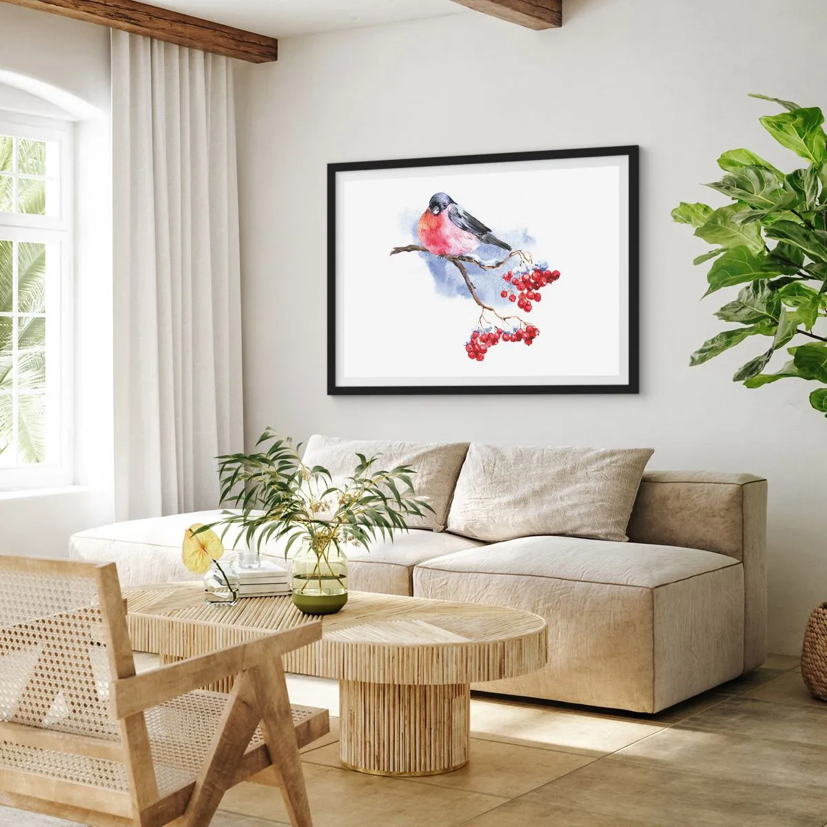 Plakat i sort ramme - Vinter i farver - 50x40 cm