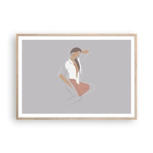 Plakat i ramme af lyst egetræ - Omrids af nåde - 100x70 cm