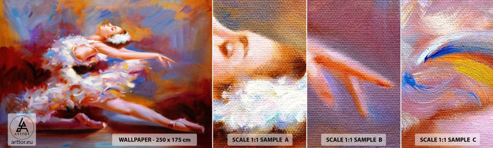 Prøve Fototapet Selvklæbende Deluxe Sticker - Svanens ynde - Ballet, Ballerina, Danser - 100x30 cm