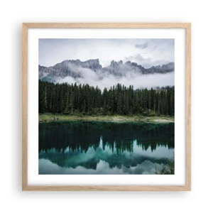 Plakat i ramme af lyst egetræ - Hys, tys, lad os ikke vække sovevandet... - 50x50 cm