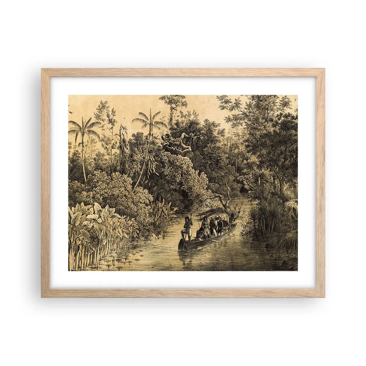 Plakat i ramme af lyst egetræ - Rejsen til kilden - 50x40 cm