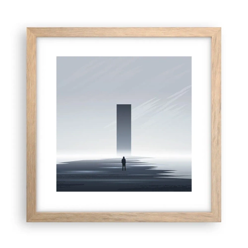 Plakat i ramme af lyst egetræ - Mulighed eller trussel? - 30x30 cm