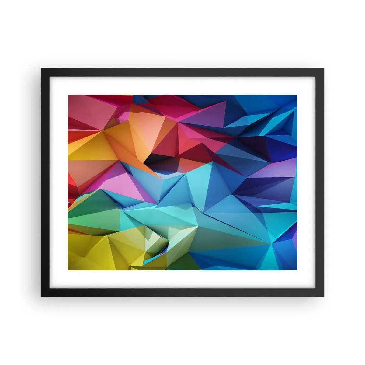 Plakat i sort ramme - Regnbue origami - 50x40 cm