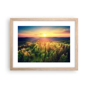 Plakat i ramme af lyst egetræ - Toppe og bjergtoppe - 40x30 cm