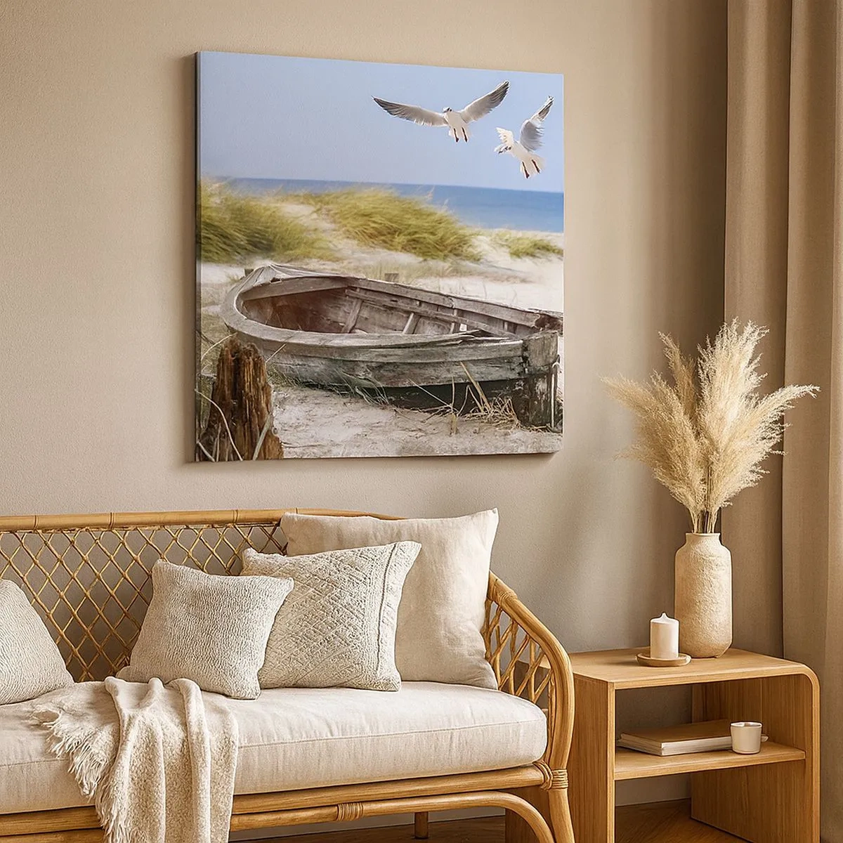 Lærredstryk - Billede på lærred - Badet i vinden - 30x30 cm