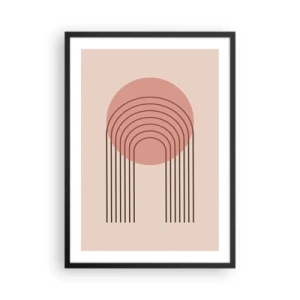 Plakat i sort ramme - En minimalistisk abstraktion med buer i nuancer af lyserød og beige. - 50x70cm - Uimodståelig tiltrækningskraft - Moderne vægdekoration til stue og soveværelse ARTTOR