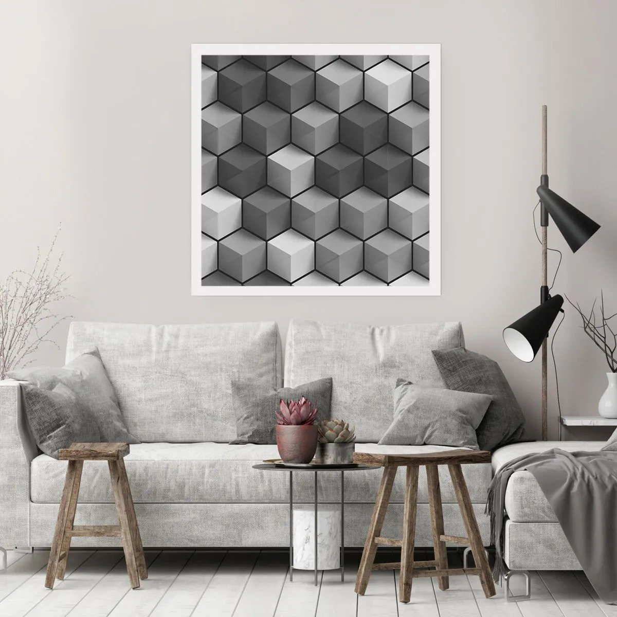 Plakat - Kubistisk puslespil - 30x30 cm