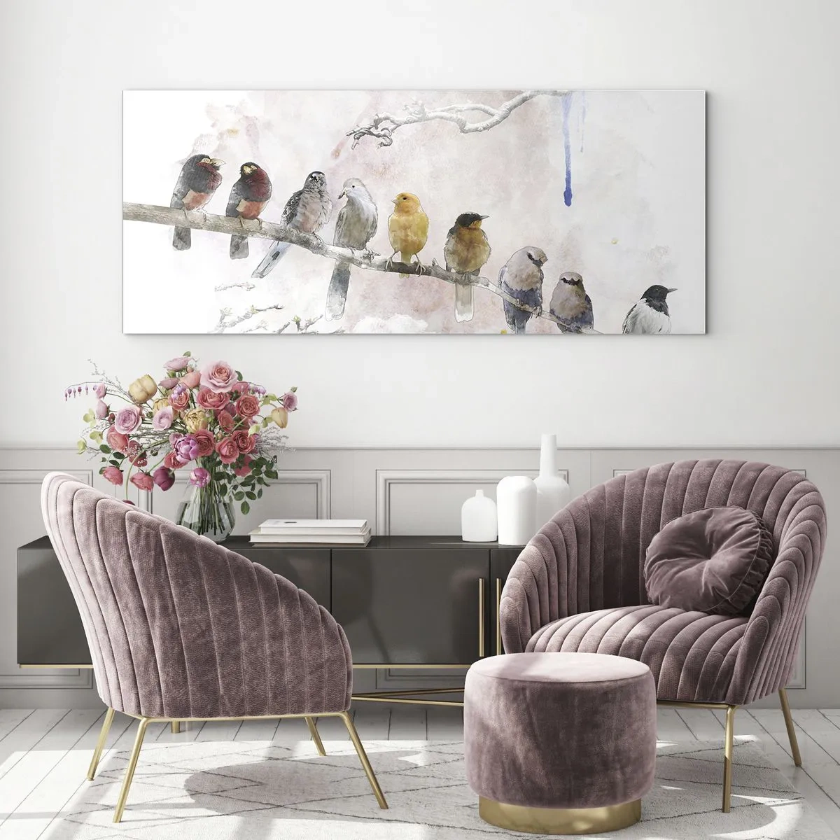 Billede på glas - Møde med vinger - 100x40 cm