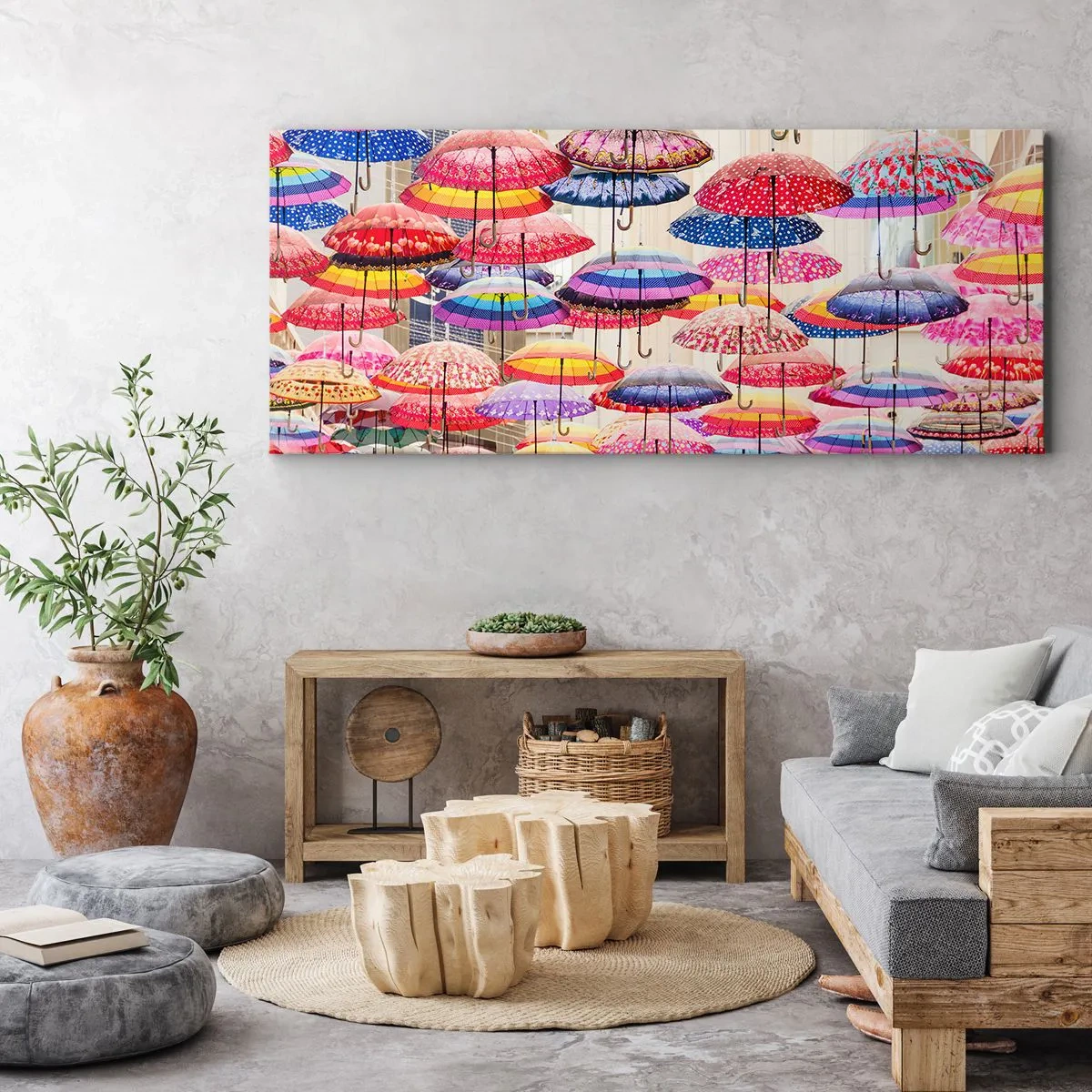 Lærredstryk - Billede på lærred - Engen i byen - 120x50 cm