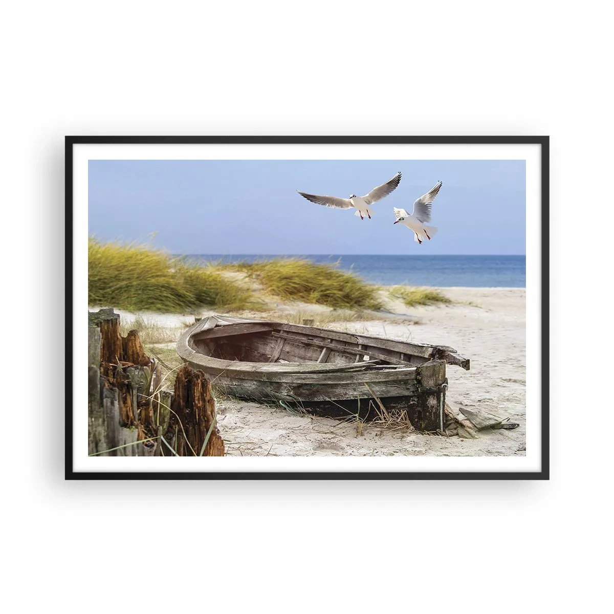 Plakat i sort ramme - Badet i vinden - 100x70 cm