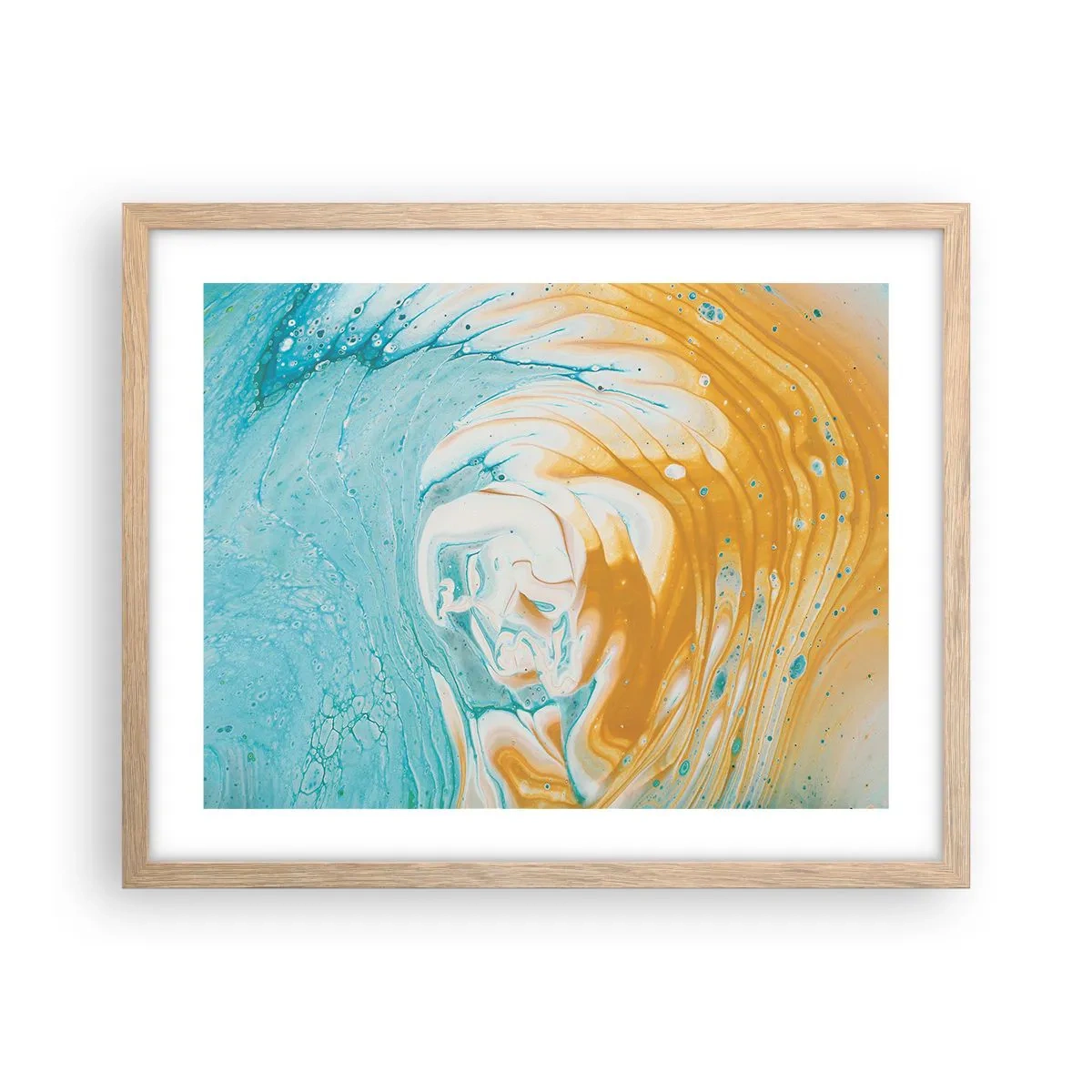 Plakat i ramme af lyst egetræ - Pastel hvirvel - 50x40 cm