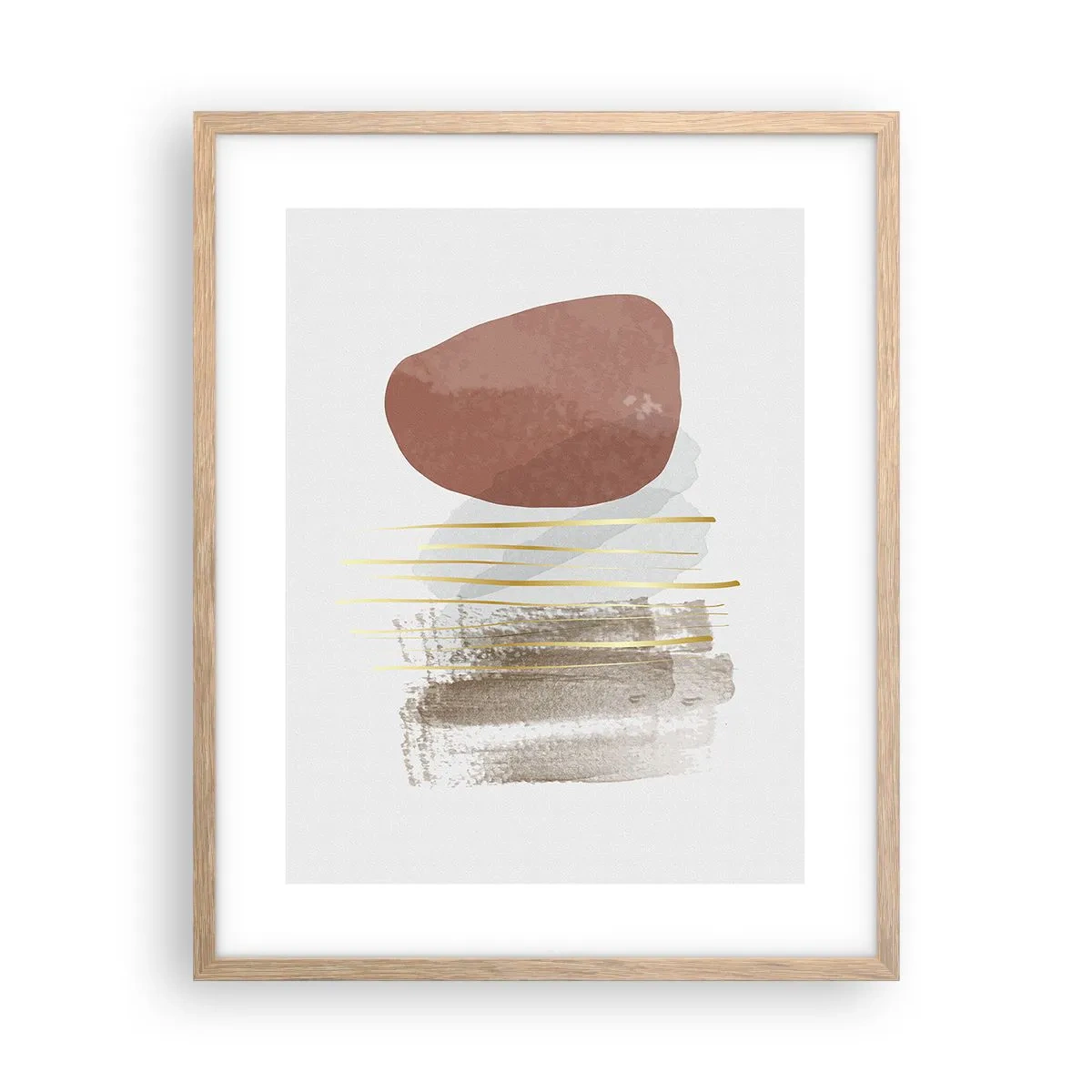 Plakat i ramme af lyst egetræ - Abstrakt kolonnade - 40x50 cm