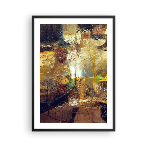 Plakat i sort ramme - En abstrakt komposition i varme, gyldne nuancer. - 50x70cm - Kold, varm, meget varm - Moderne vægdekoration til stue og soveværelse ARTTOR