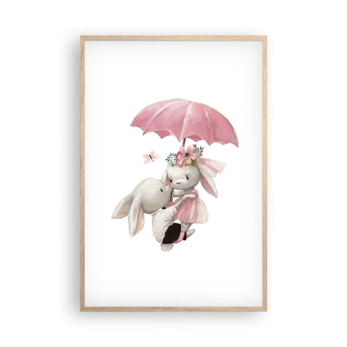 Plakat i ramme af lyst egetræ - Det er kærlighed - 61x91 cm