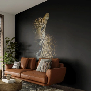 Fototapet Selvklæbende Deluxe Sticker - Mørk skønhed - Dyr, leopard, Vild kat - 250x175 cm
