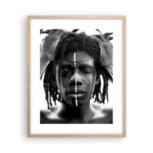 Plakat i ramme af lyst egetræ - Hvor er du? - 40x50 cm