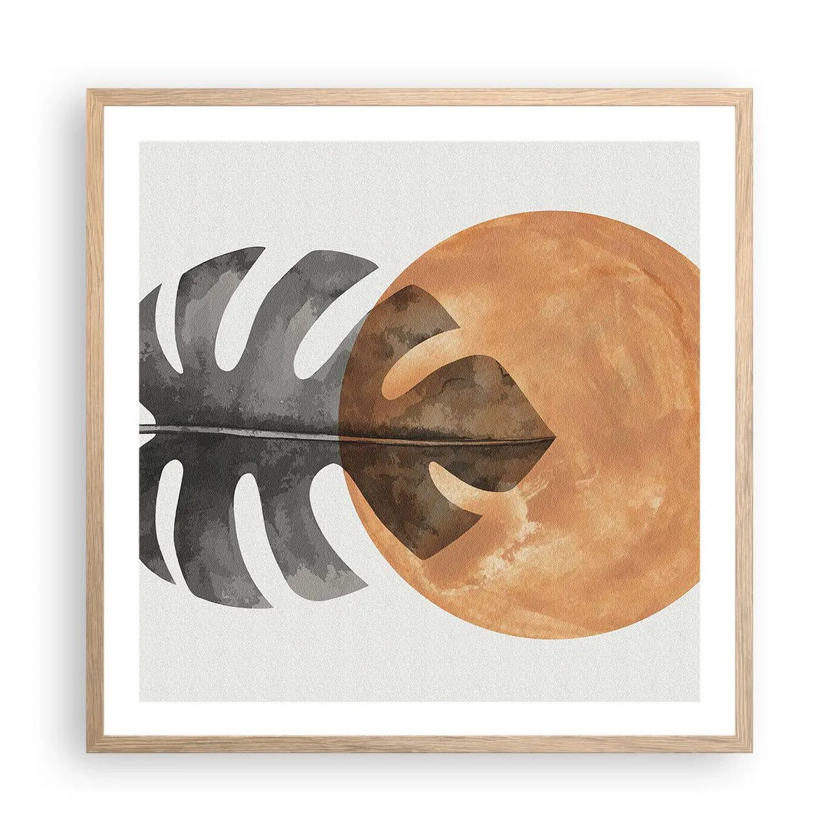 Plakat i ramme af lyst egetræ - Altid solen - 60x60 cm