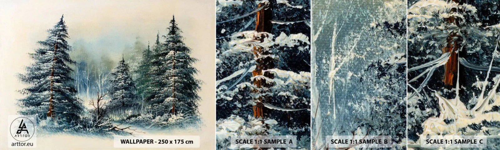 Prøve Fototapet Selvklæbende Deluxe Sticker - Klar til jul - Landskab, Skov, Natur - 100x30 cm