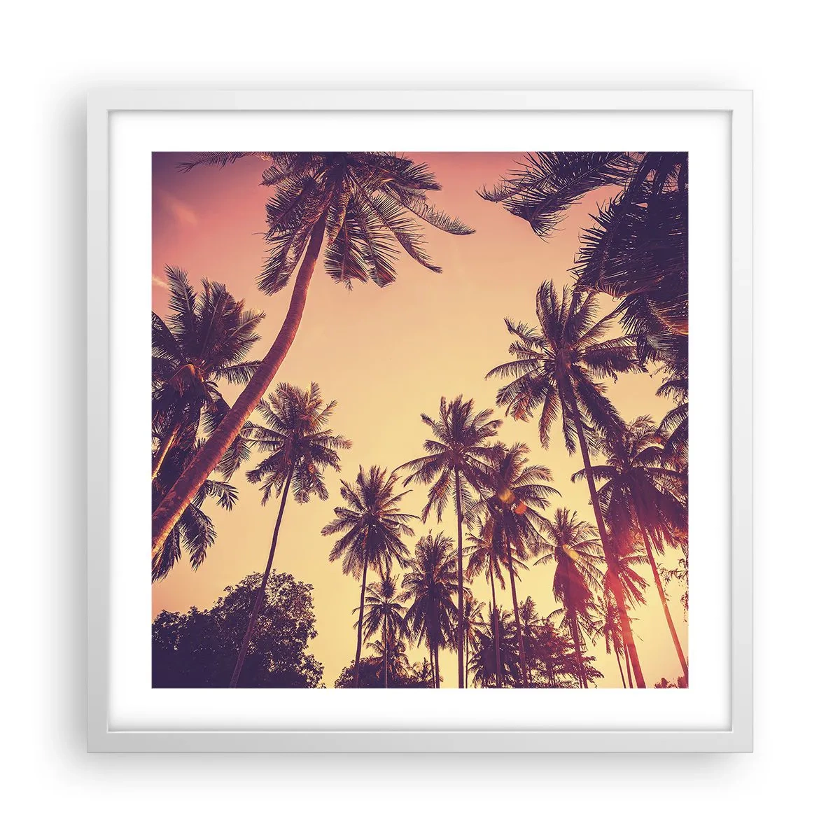 Plakat i hvid ramme - Tropisk variation - 50x50 cm
