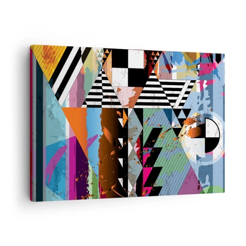 Lærredstryk - Billede på lærred - Abstrakt geometrisk komposition med levende farver - 70x50cm - Geometrisk og organisk - Moderne vægdekoration til stue og soveværelse ARTTOR
