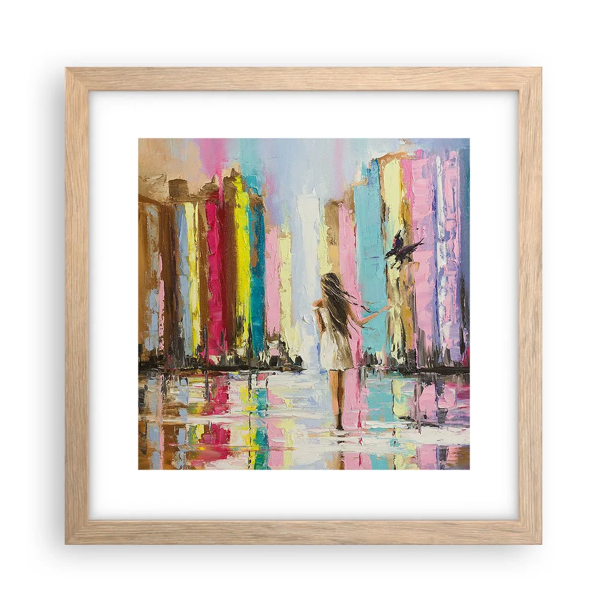 Plakat i ramme af lyst egetræ - Følg mig - 30x30 cm