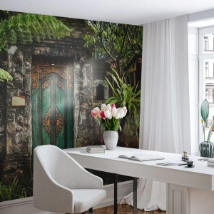 Fototapet på mål Premium Canvas - En dør til en eksotisk verden - Dør med Ornament, Arkitektur, Mysterium