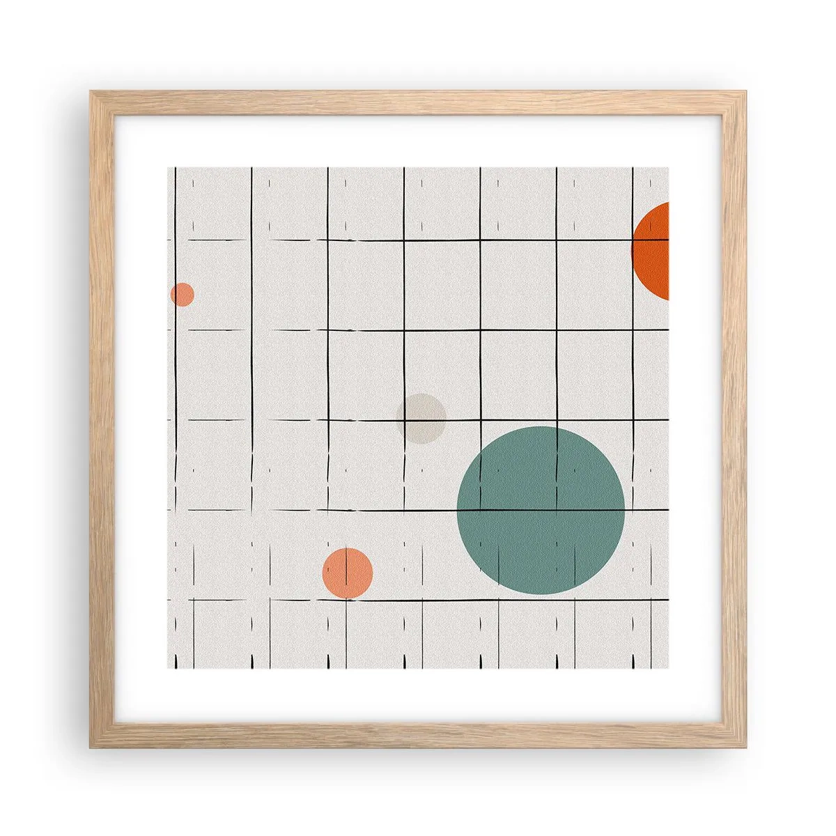 Plakat i ramme af lyst egetræ - Fanget i en fælde. Os eller dem? - 40x40 cm