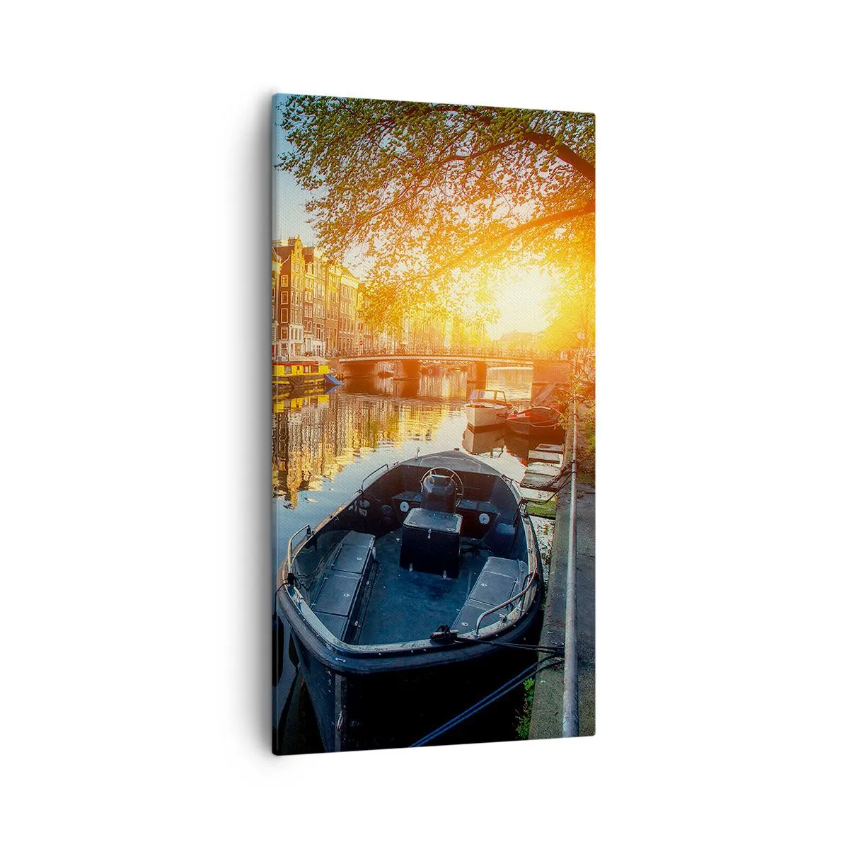 Lærredstryk - Billede på lærred - Morgen i Amsterdam - 55x100 cm