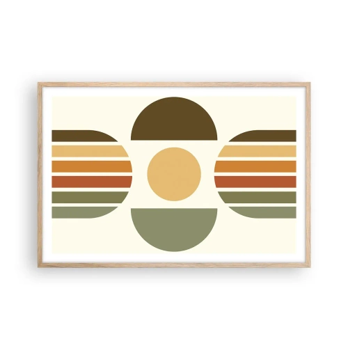 Plakat i ramme af lyst egetræ - I jordfarver - 91x61 cm