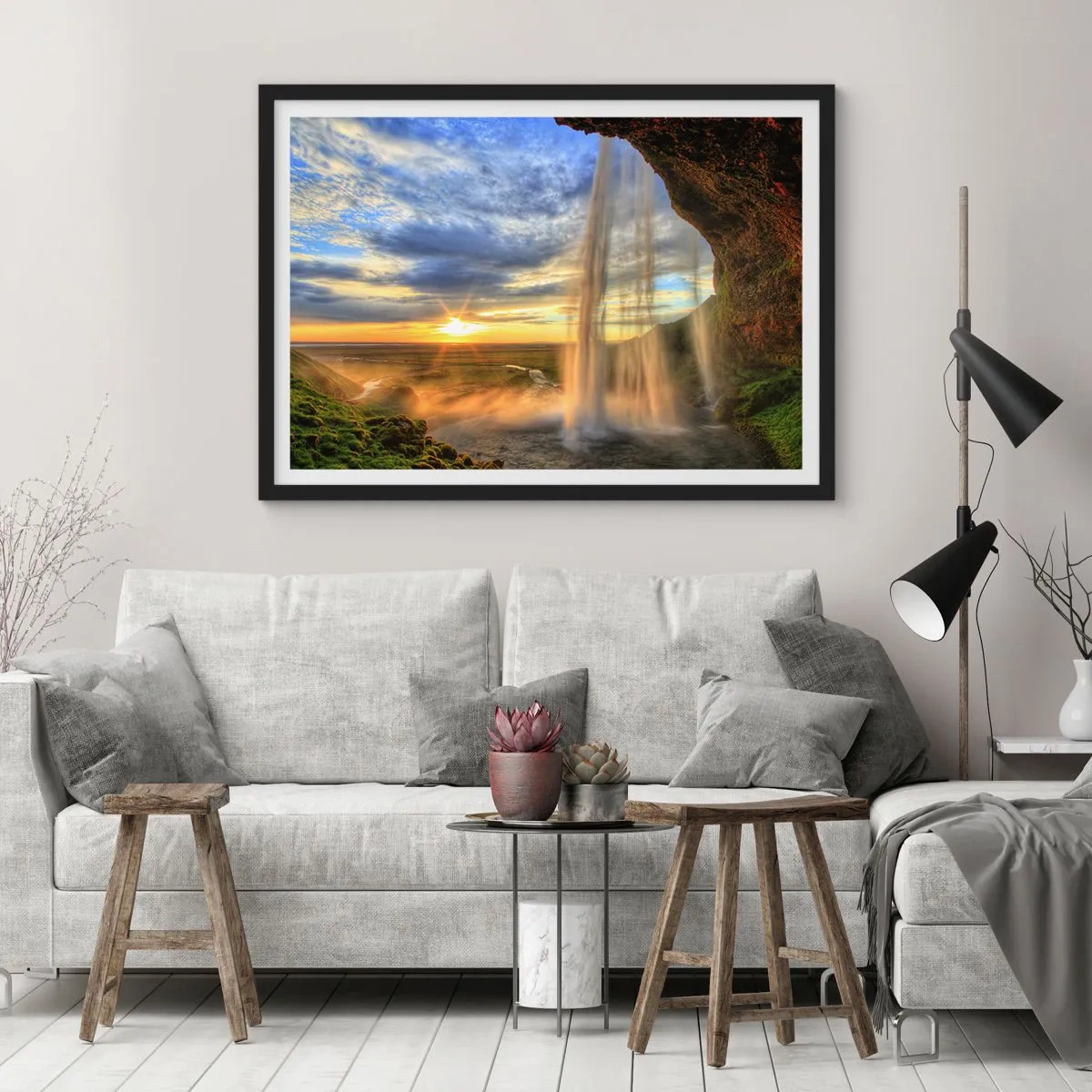 Plakat i sort ramme - Verden bag sløret af dråber - 70x50 cm