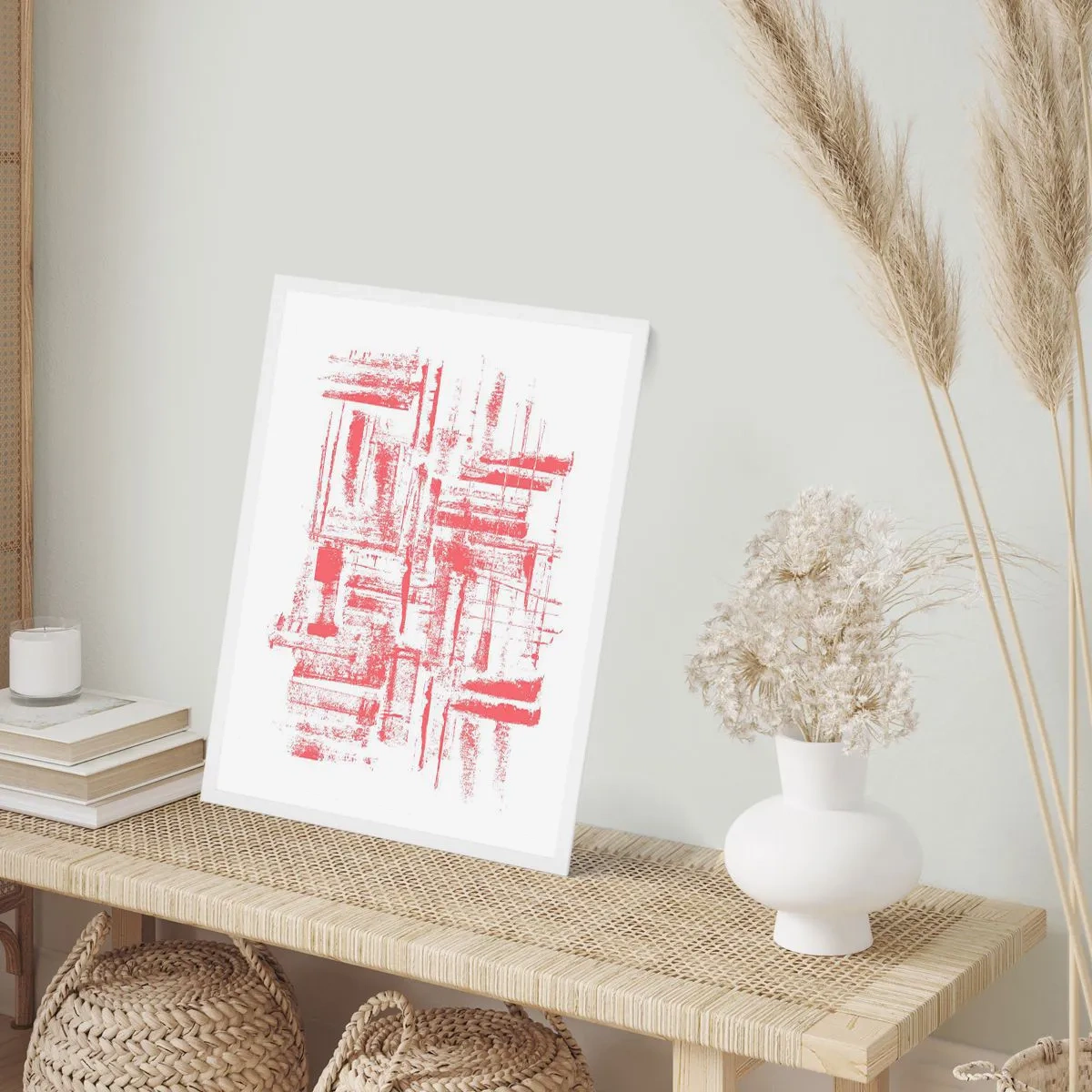 Plakat i hvid ramme - Rød by - 40x50 cm