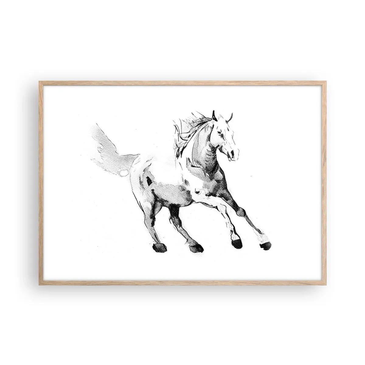 Plakat i ramme af lyst egetræ - Utæmmet sjæl - 100x70 cm