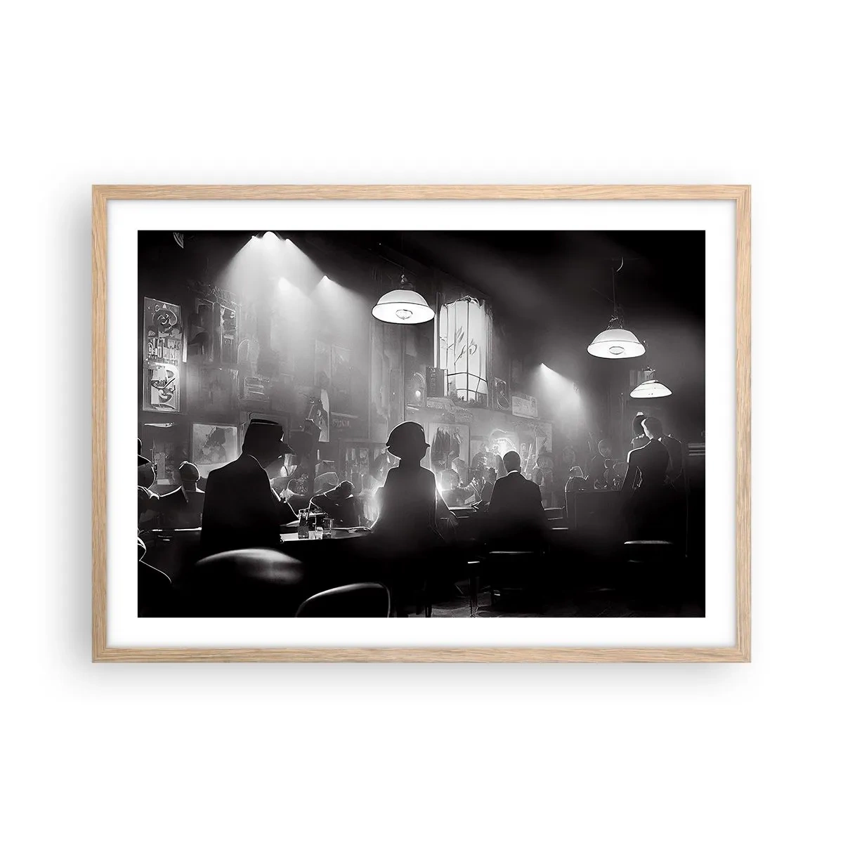 Plakat i ramme af lyst egetræ - I en jazzet stemning - 70x50 cm