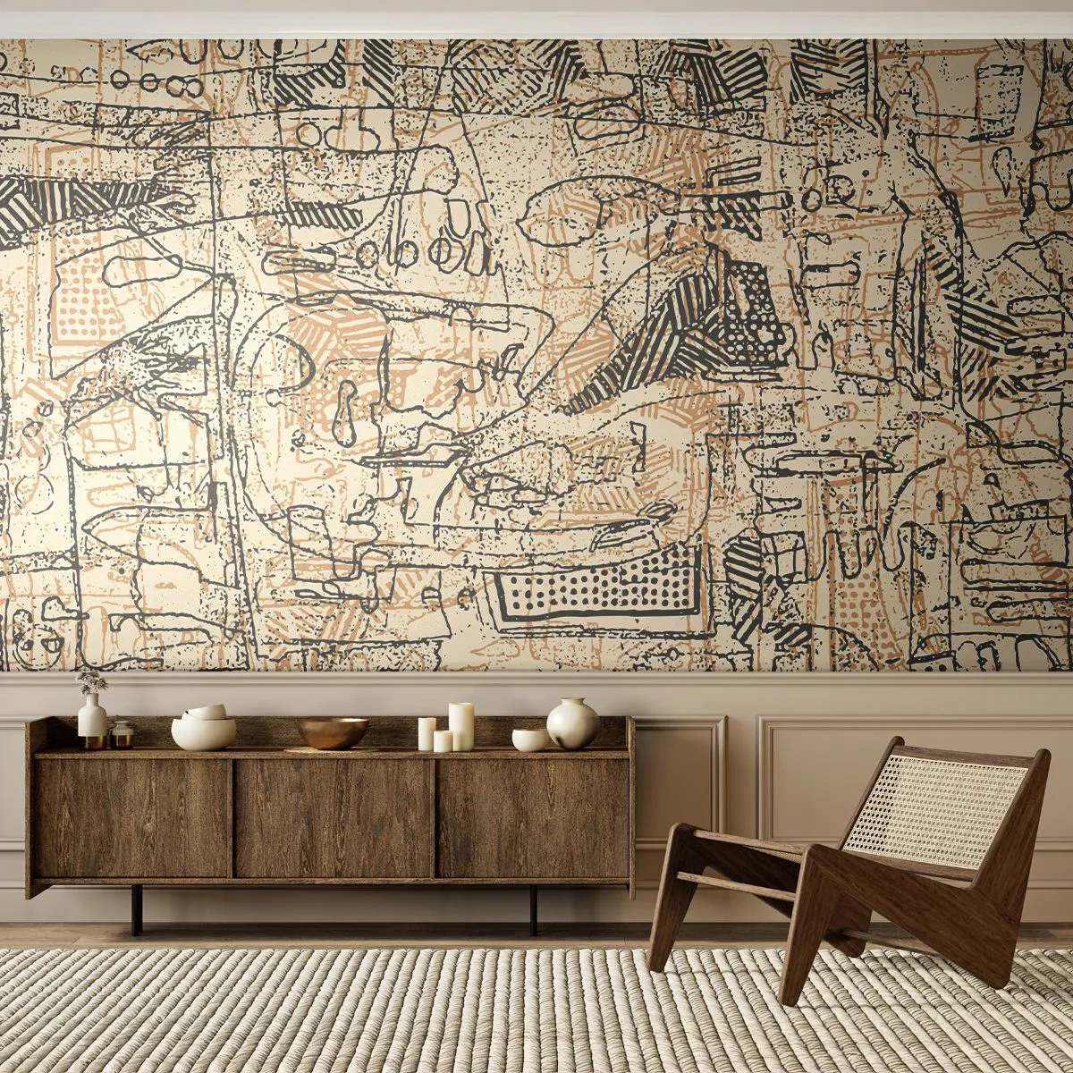 Fototapet Premium Sand - Venter på at blive afkodet - Grafik, Stykke, Abstraktion - 300x210 cm