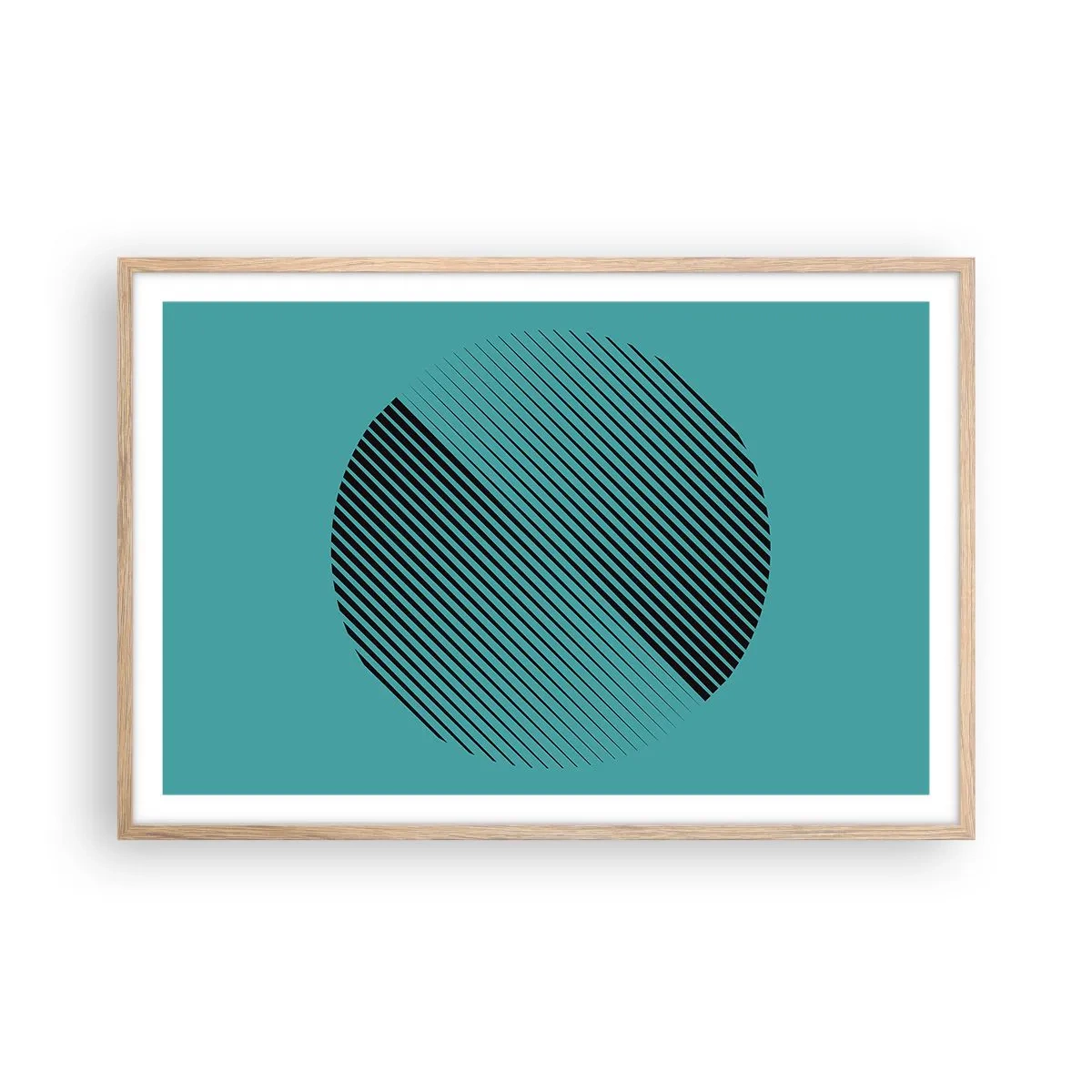 Plakat i ramme af lyst egetræ - Cirklen - en geometrisk variation - 91x61 cm