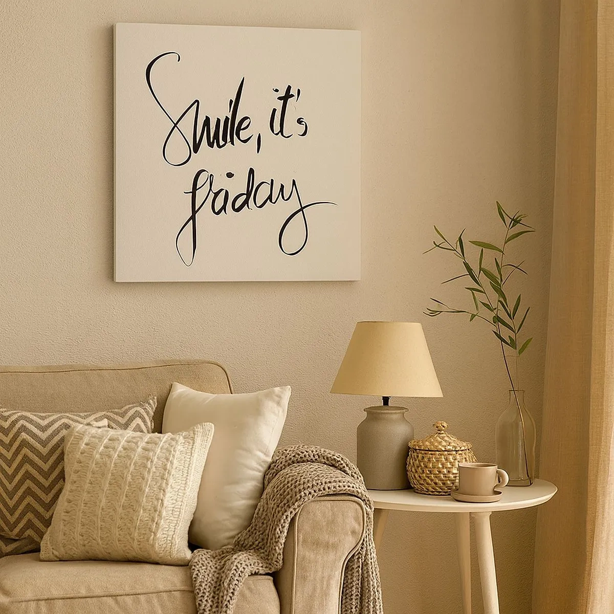 Lærredstryk - Billede på lærred - Ægte glæde - 30x30 cm