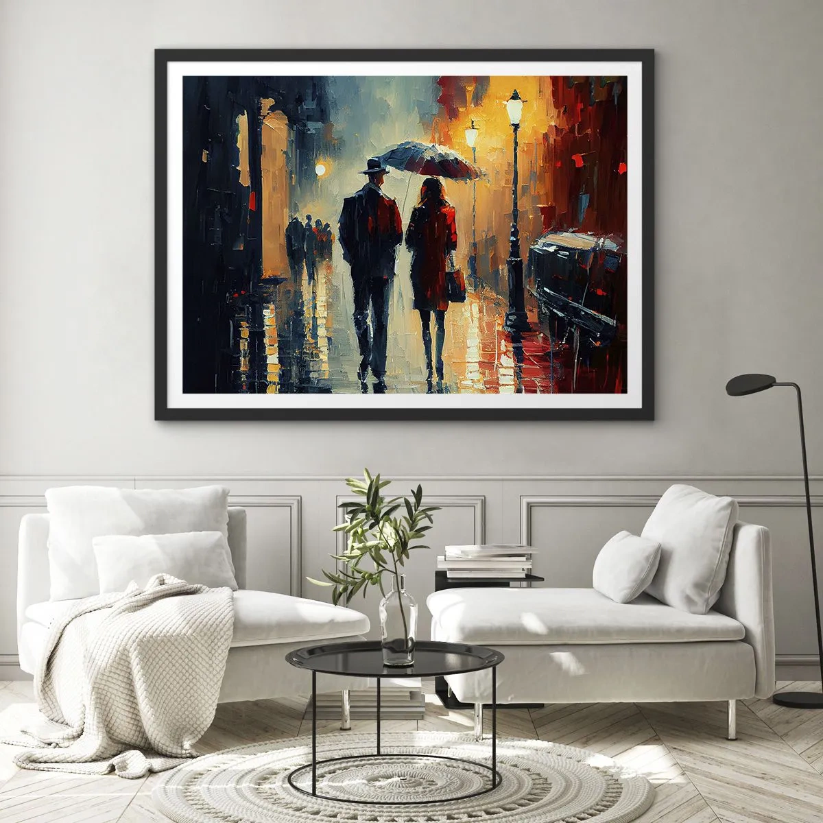 Plakat i sort ramme - Urban kærlighedshistorie - 70x50 cm