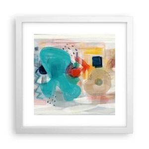 Plakat i hvid ramme - Et farverigt spil - 30x30 cm