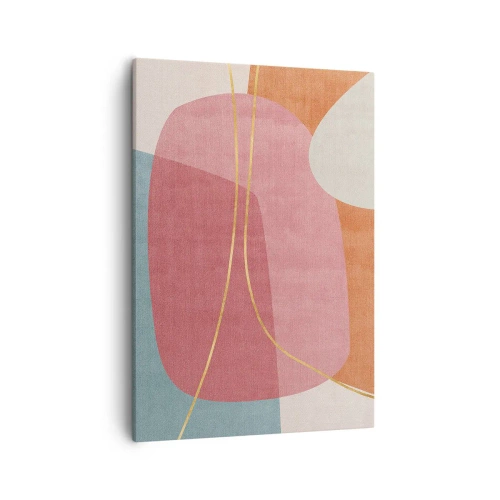 Lærredstryk - Billede på lærred - Pastelkomposition med guldtråd - 50x70 cm