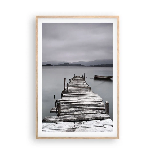 Plakat i ramme af lyst egetræ - Du kan tage af sted i morgen - 61x91 cm