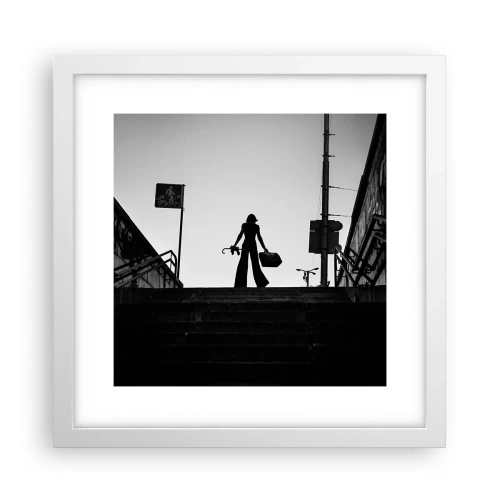 Plakat i hvid ramme - Vandring i byen - 30x30 cm