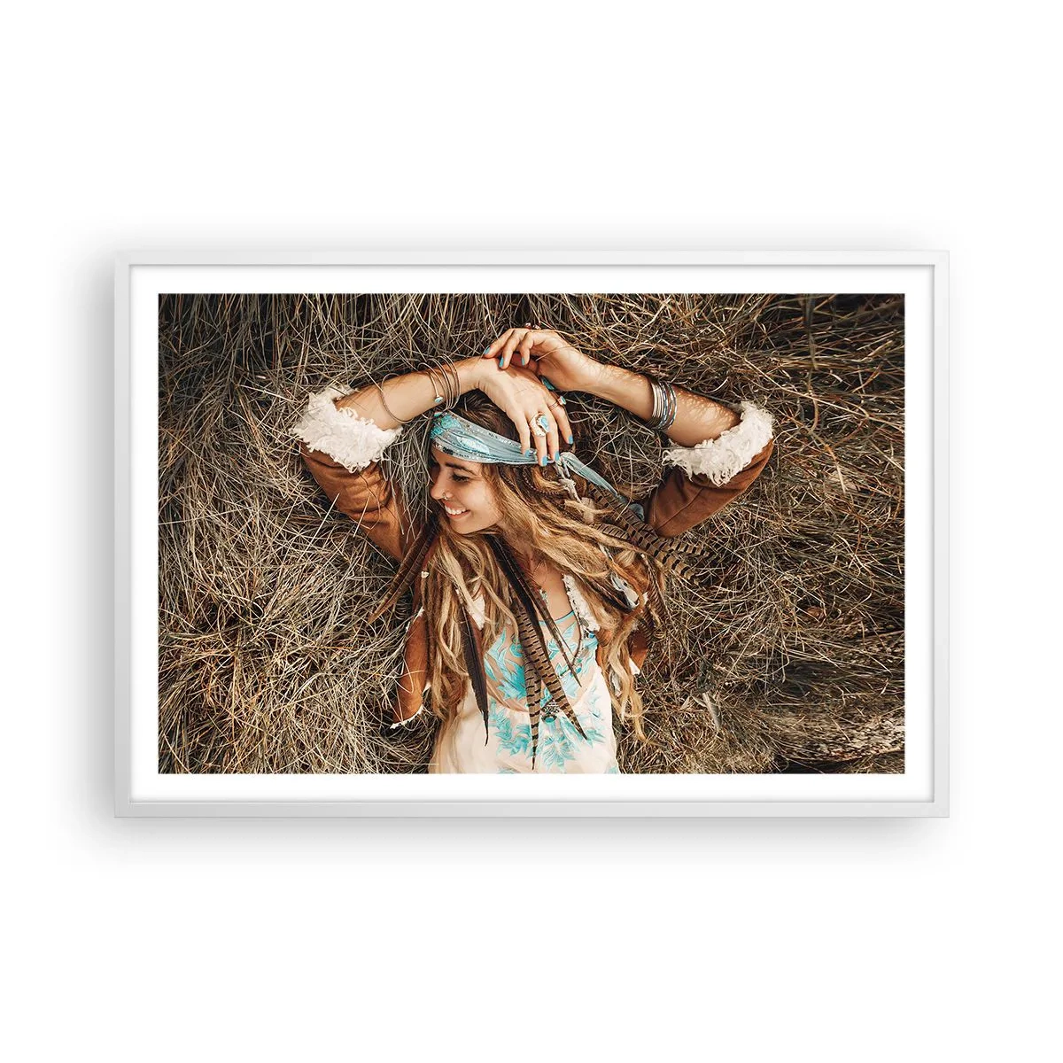 Plakat i hvid ramme - På vej til kærlighedens sommer - 91x61 cm