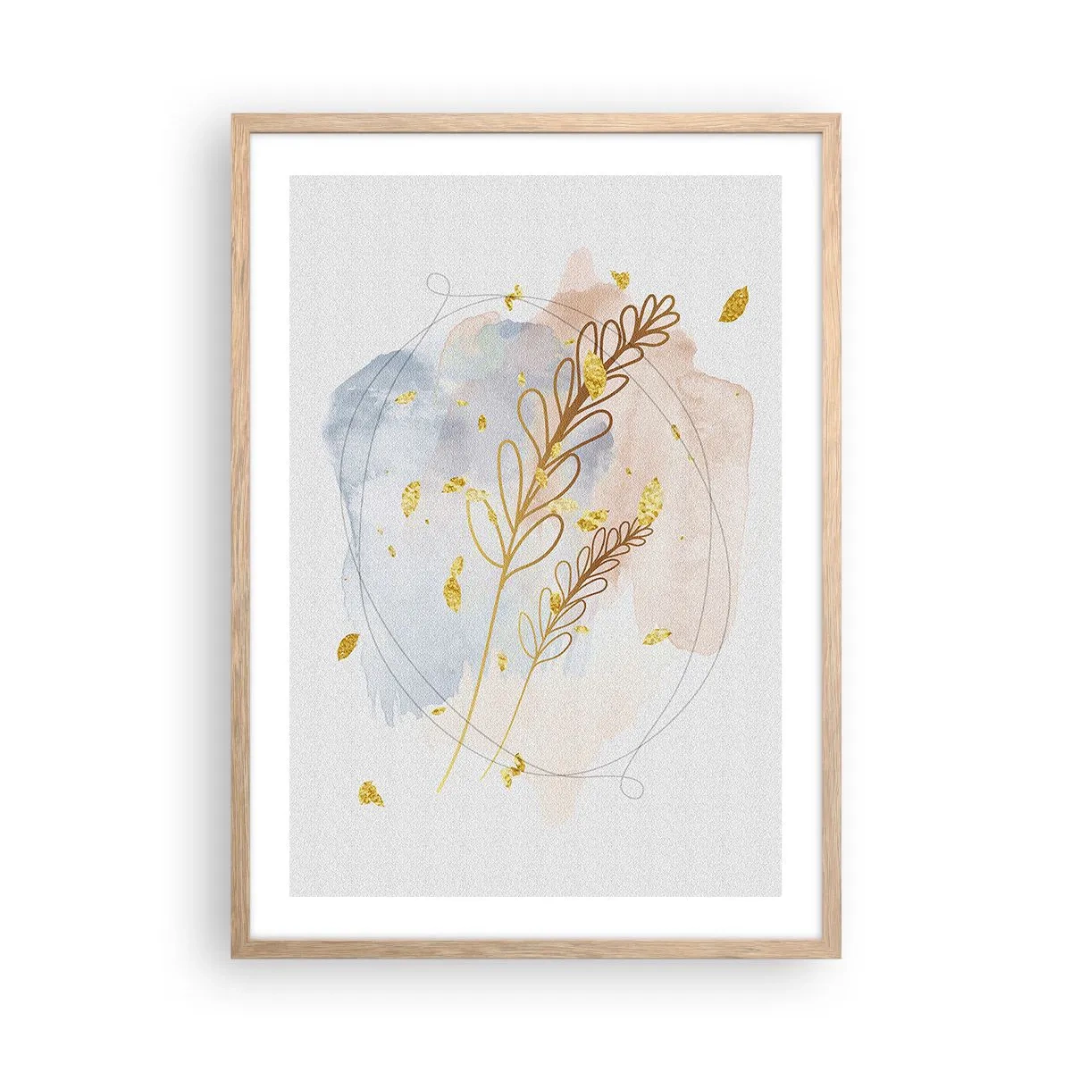 Plakat i ramme af lyst egetræ - En gylden eksplosion - 50x70 cm