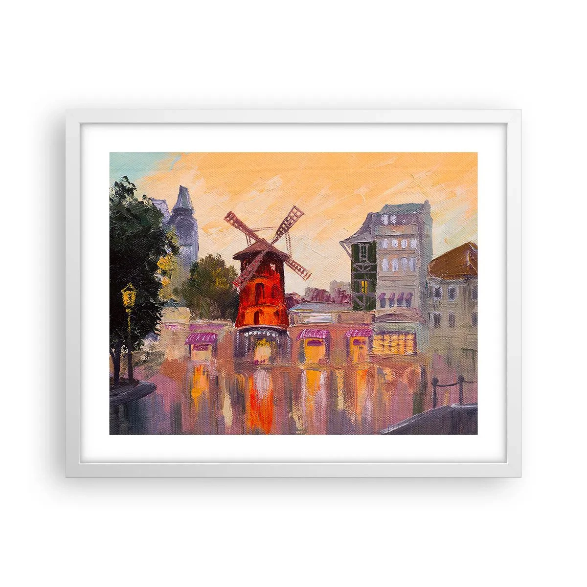 Plakat i hvid ramme - Parisiske ikoner - Moulin Rouge - 50x40 cm