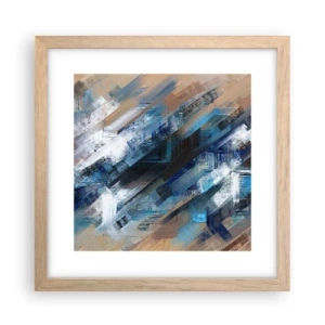 Plakat i ramme af lyst egetræ - På en blå skråning - 30x30 cm